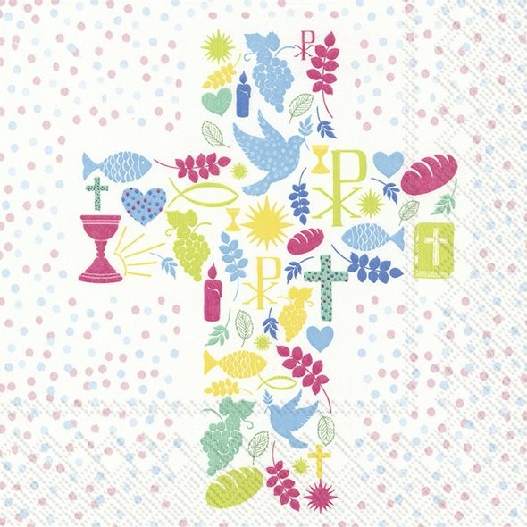 Ihr Cross of Peace blue red L 851941 20 Lunch-Servietten 33 x 33 cm