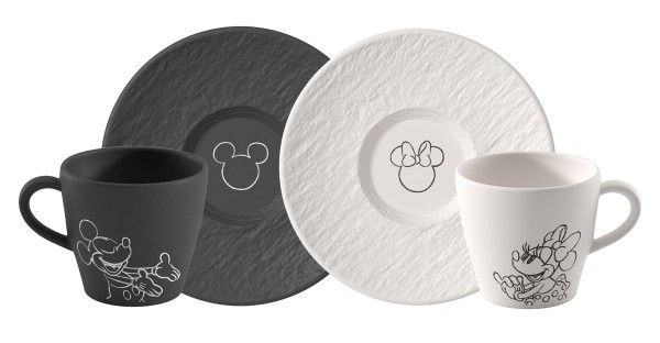 Villeroy &amp; Boch Manufacture Rock - Mickey Mouse 1047198519 Kaffeetasse mit Untertasse, Set 4tlg.