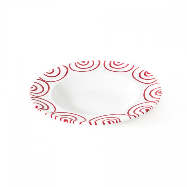 Gmundner Keramik Rotgeflammt Suppenteller m. Fahne Gourmet (TSGO24) 24 cm