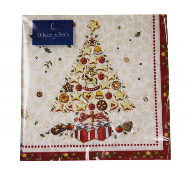 Villeroy &amp; Boch Weihnachtsservietten Christmas Bakery Tree Cocktail-Servietten 3-lagig (20 Stk.) 25x