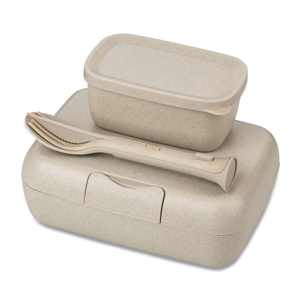 Koziol CANDY READY 7272700 Lunchbox- &amp; Besteck-Set - Nature Desert Sand