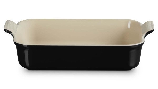 Le Creuset Steinzeug 71102321400001 Auflaufform rechteckig Tradition 32cm 4L - Schwarz Glänzend