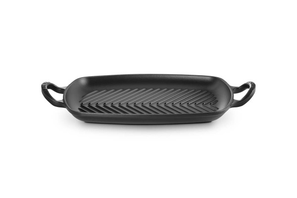 Le Creuset Gusseisen - Signature 20201300000422 Grillplatte rechteckig flach 30cm - Schwarz Matt