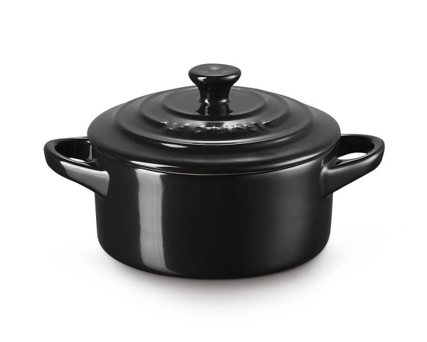 Le Creuset Steinzeug 71901101400000 Mini-Cocotte 10cm 0,25L - Schwarz Glänzend
