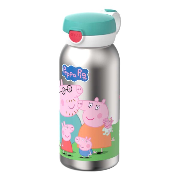 Mepal Campus 107489065412 Edelstahl Trinkflasche mit Klappdeckel 0,6l - Peppa Pig