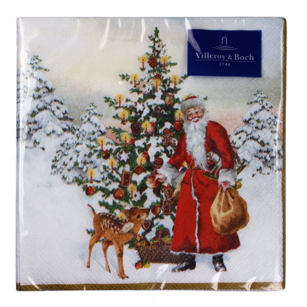 Villeroy &amp; Boch Weihnachtsservietten Annual Christmas Santa Cocktail-Servietten (20 Stk.) 25x25 cm