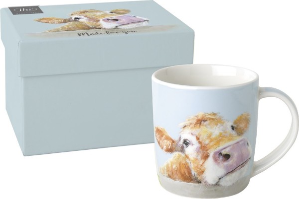 Ihr COW BELLA light blue POM1079049 Porzellanbecher 300 ml