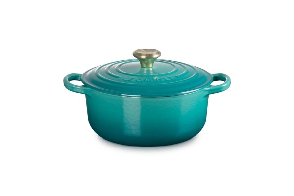 Le Creuset Gusseisen - Signature 21177200994450 Bräter rund 20cm 2,4L - Bleu Riviera