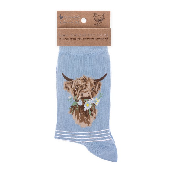 Wrendale Frauensocken SOCK002 &quot;Daisy Coo&quot; - Highland Rind