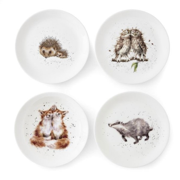 Royal Worcester Wrendale Designs WNB5658-XB Coupe Teller 21 cm - 4er Set (Dachs, Igel, Fuchs, Eule)