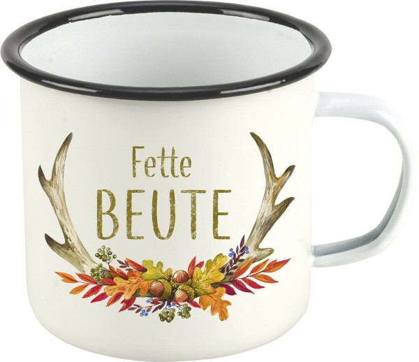 Ihr VORSICHT BISSIG cream EB 916560 Emaille Becher