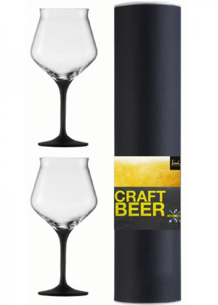 Eisch Craft Beer 2 Craft Beer Kelche in Geschenkröhre Black (203/12) 20,5 cm