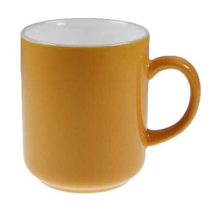 Friesland Happymix Safrangelb NEU-Becher mit Henkel XL innen weiß 0,4 l