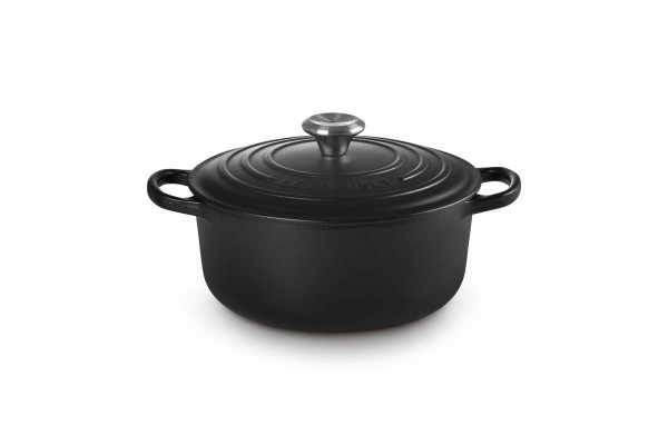 Le Creuset Gusseisen - Signature 21177200000430 Bräter rund mit schwarzer Innenemaille 20cm 2,4L - S