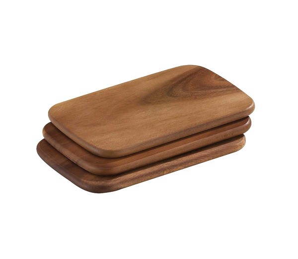 Zassenhaus Akazie 055009 Frühstücksbretter 3er-Set, 22 x 15 cm