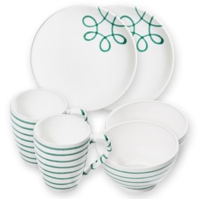 Gmundner Pur geflammt Grün 0109HUCU06SET Hüttenfrühstück für 2 Cup