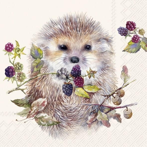 Ihr FOREST HEDGEHOG cream L1082160 Lunch-Servietten 33 x 33 cm