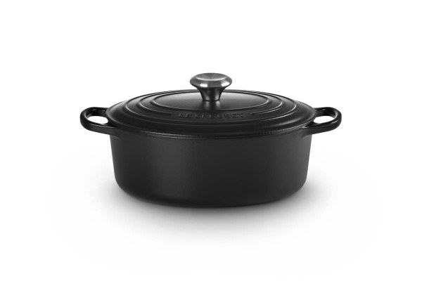 Le Creuset Gusseisen - Signature 21178270000430 Bräter oval mit schwarzer Innenemaille 27cm 4,1L - S