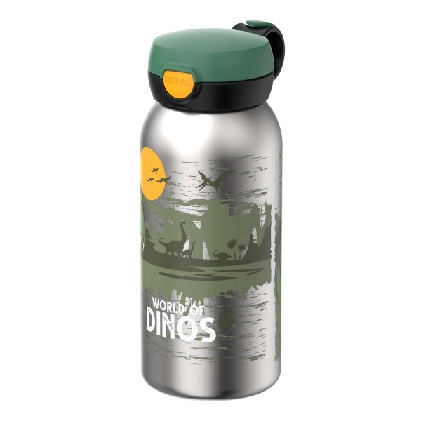 Mepal Campus 107489065381 Edelstahl Trinkflasche mit Klappdeckel 0,6l - Dino