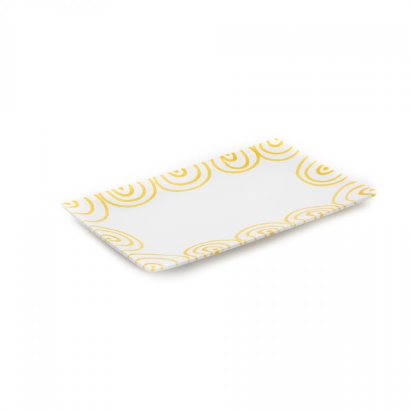 Gmundner Keramik Gelbgeflammt Platte rechteckig (PLRE30) 30 x 20 cm