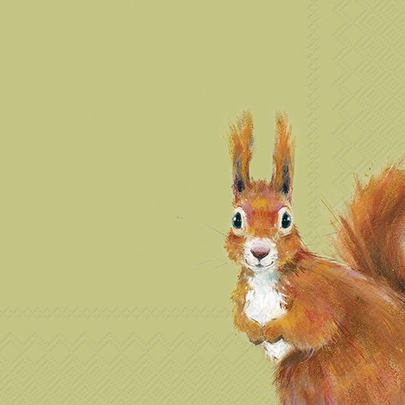 Ihr Squirrel Hazel Green L1118220 Lunch-Servietten 33 x 33 cm