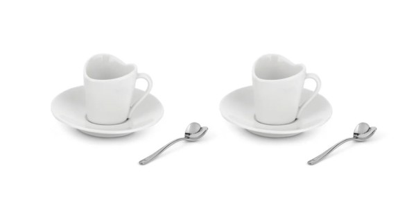 Alessi To MMI35SET2 Set aus 2 Kaffeetassen 0,06l + Untertassen + Löffel