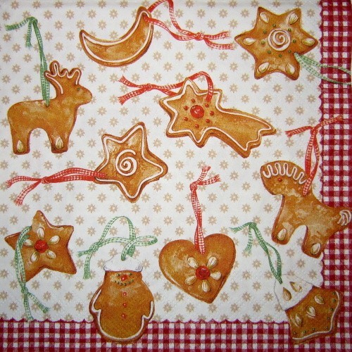 Ihr Sugar Cookies, red L 507810 20 Lunch-Servietten 33 x 33 cm