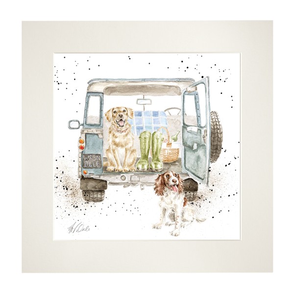 Wrendale Mounted Prints MP225 "A Dog's Day Out" - Camper mit Hunden