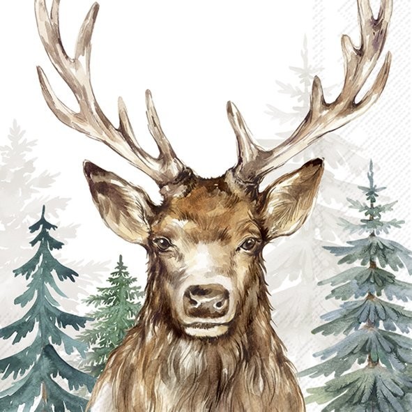 Ihr The Woodland King White L1118490 Lunch-Servietten 33 x 33 cm