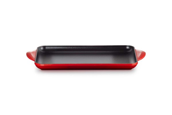 Le Creuset Gusseisen - Tradition 20203320600460 Grillplatte glatt rechteckig 32cm - Kirschrot