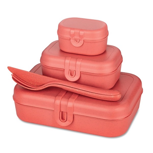 Koziol PASCAL READY Lunchbox-Set + Besteck-Set nature coral 7168704