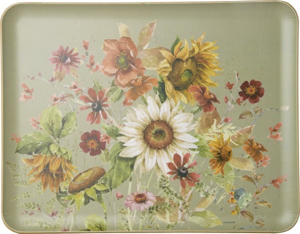 Ihr LATE SUMMER FLOWERS green WTL1086920 Holztablett 36 x 28 x 1,5 cm