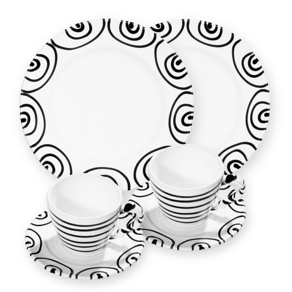 Gmundner Schwarzgeflammt 0121STSG06SET Frühstücksset für 2 Gourmet