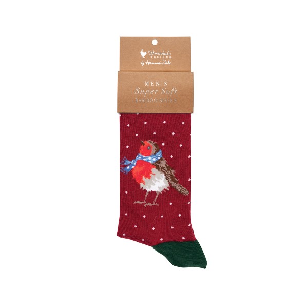 Wrendale Männersocken XSOCKM007 "Season's Tweetings" - Rotkehlchen