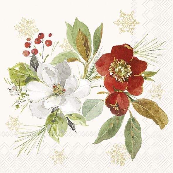 Ihr POINSETTIA BOUQUET cream C1087360 Cocktail-Servietten 25 x 25 cm