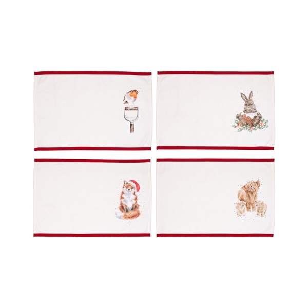 Wrendale Küchen-Textilien XPM001 &quot;Winter Woodland&quot; - 4er-Set Tischset aus Stoff