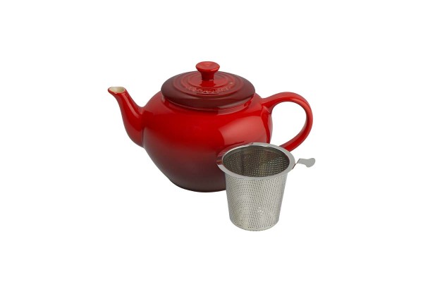 Le Creuset Poterie 91010038061415 Klassische Kanne mit Sieb 1,3l - Kirschrot