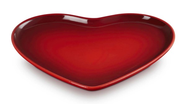 Le Creuset Steinzeug 80616320600003 Servierplatte in Herzform 32cm - Kirschrot