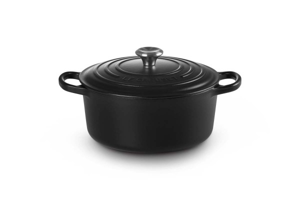 Le Creuset Gusseisen - Signature 21177220002430 Bräter rund 22cm 3,3L - Schwarz Matt