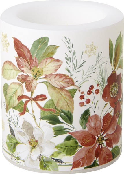 Ihr POINSETTIA BOUQUET cream CKM1087360 Windlicht Wachs, Höhe 10,5 cm, Durchmesser 9 cm