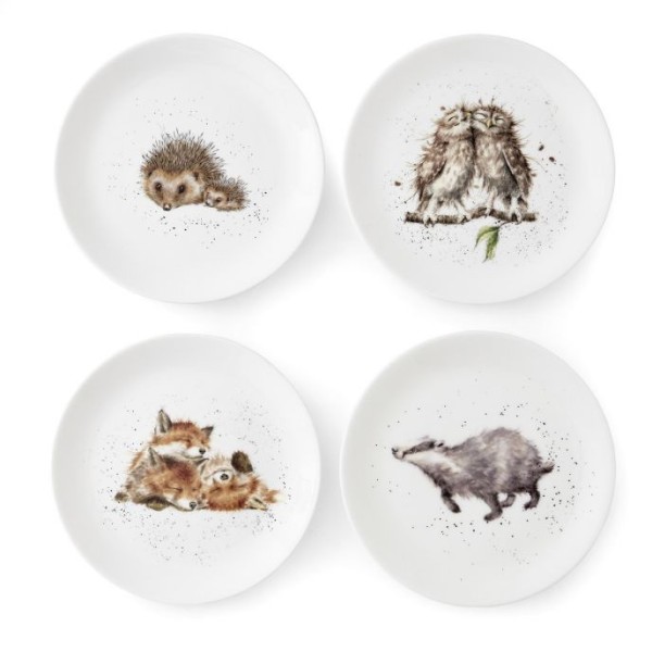 Royal Worcester Wrendale Designs WNB5658-XB Coupe Teller 21 cm - 4er Set (Dachs, Igel, Fuchs, Eule)