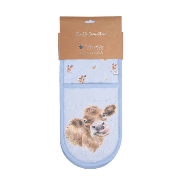 Wrendale Küchen-Textilien OVG004 &quot;Farmyard Friends&quot; - Kuh - Doppel-Ofenhandschuh