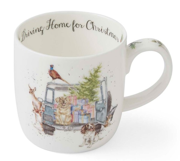 Royal Worcester Wrendale Designs MMVB5629-XS Becher mit Henkel 0,3 l Driving Home XMAS