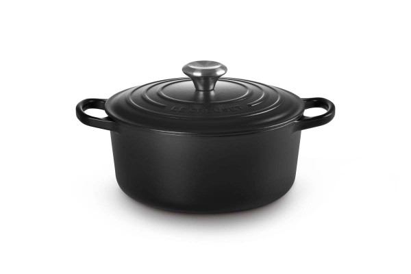Le Creuset Gusseisen - Signature 21177240000430 Bräter rund mit schwarzer Innenemaille 24cm 4,2L - S