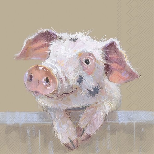 Ihr PIG RUFFY light brown L1079139 Lunch-Servietten 33 x 33 cm