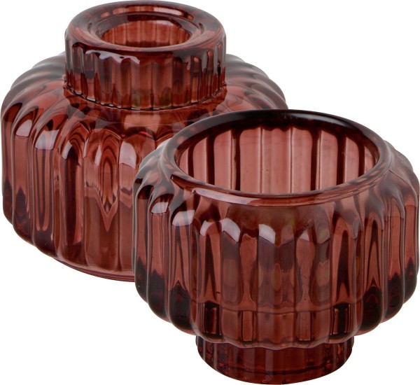 Ihr GLASS CANDLE HOLDER red KST 15810 Teelichthalter/Kerzenständer 7,5 x 6 cm