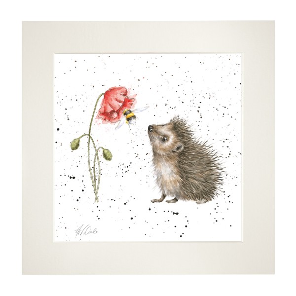 Wrendale Mounted Prints MP197 "Busy as a Bee" - Igel und Hummel