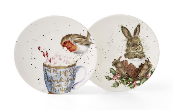 Royal Worcester Wrendale Designs WNE3994-XW Coupe Teller Set 2-tlg. 16,5 cm (Robin & Bunny)