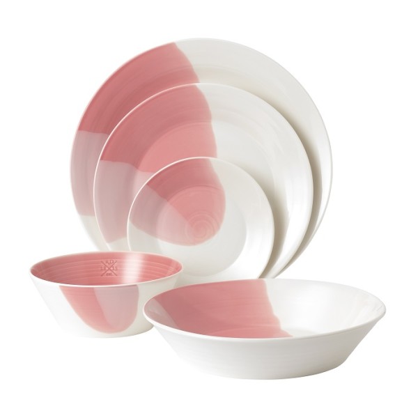 Royal Doulton 1815 Signature Fresh Coral Speiseset 5-tlg. (1x Speiseteller 28 cm, 1x Teller 23 cm, 1