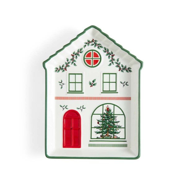 Spode Christmas Tree Christmas Village (XTVI9258-XP) Servierplatte Haus - Grün 2,3x18,4x13,9cm